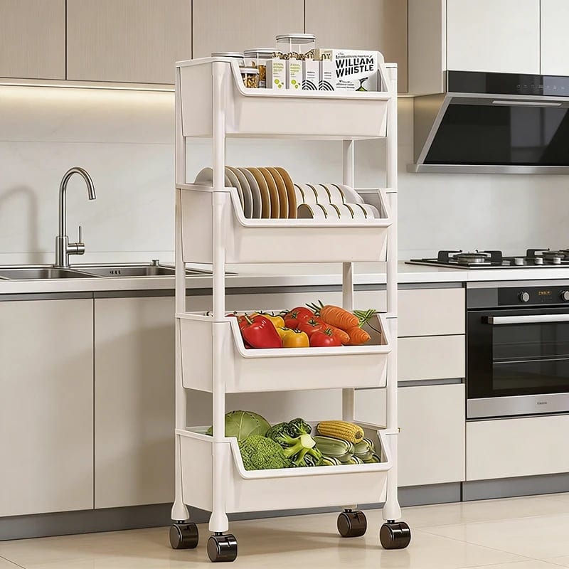 Multifunctional storage cart suitable for office living room kitchen plastic, product photo