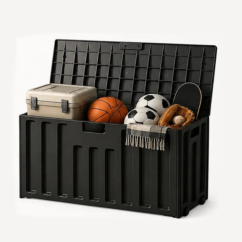 Foldable storage box with lid stackable practical box with handle large, product photo