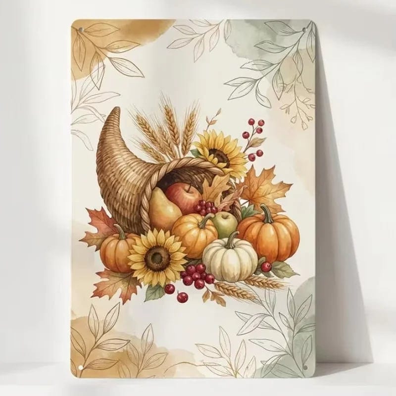 Autumn Maple Leaves All Saints' Day Iron Wall Art 20x30cm Warm Orange, product photo