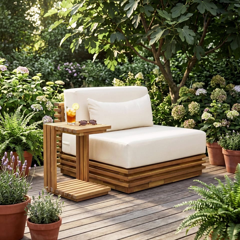 Oversized Outdoor 2-Piece Chat Set with Club Chair and Side Table Solid Acacia, product photo