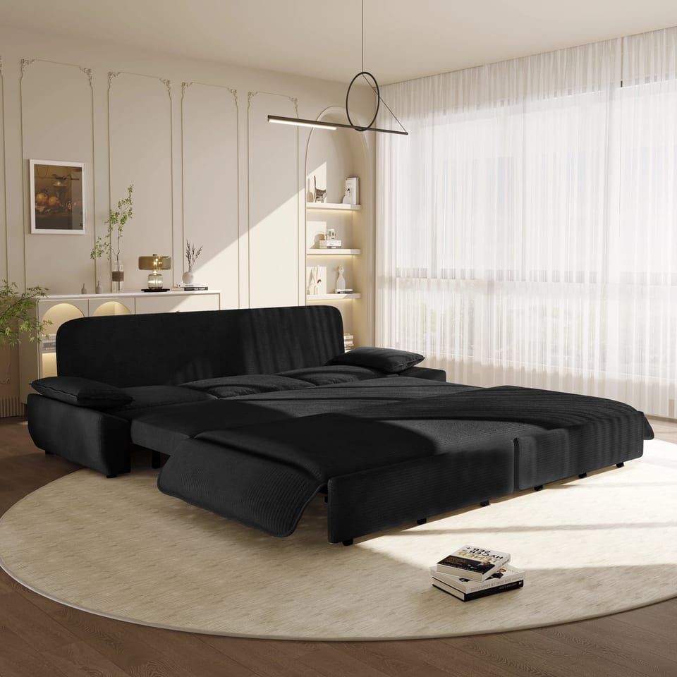 94.5" King Size 3-in-1 Convertible Modern Soft Sleeper Sofa Bed Pull-Out, product photo