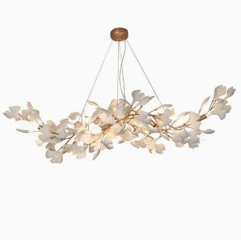 Luxury Ginkgo Leaf Ceramic Chandelier Modern Golden Branch Pendant Light for, product photo