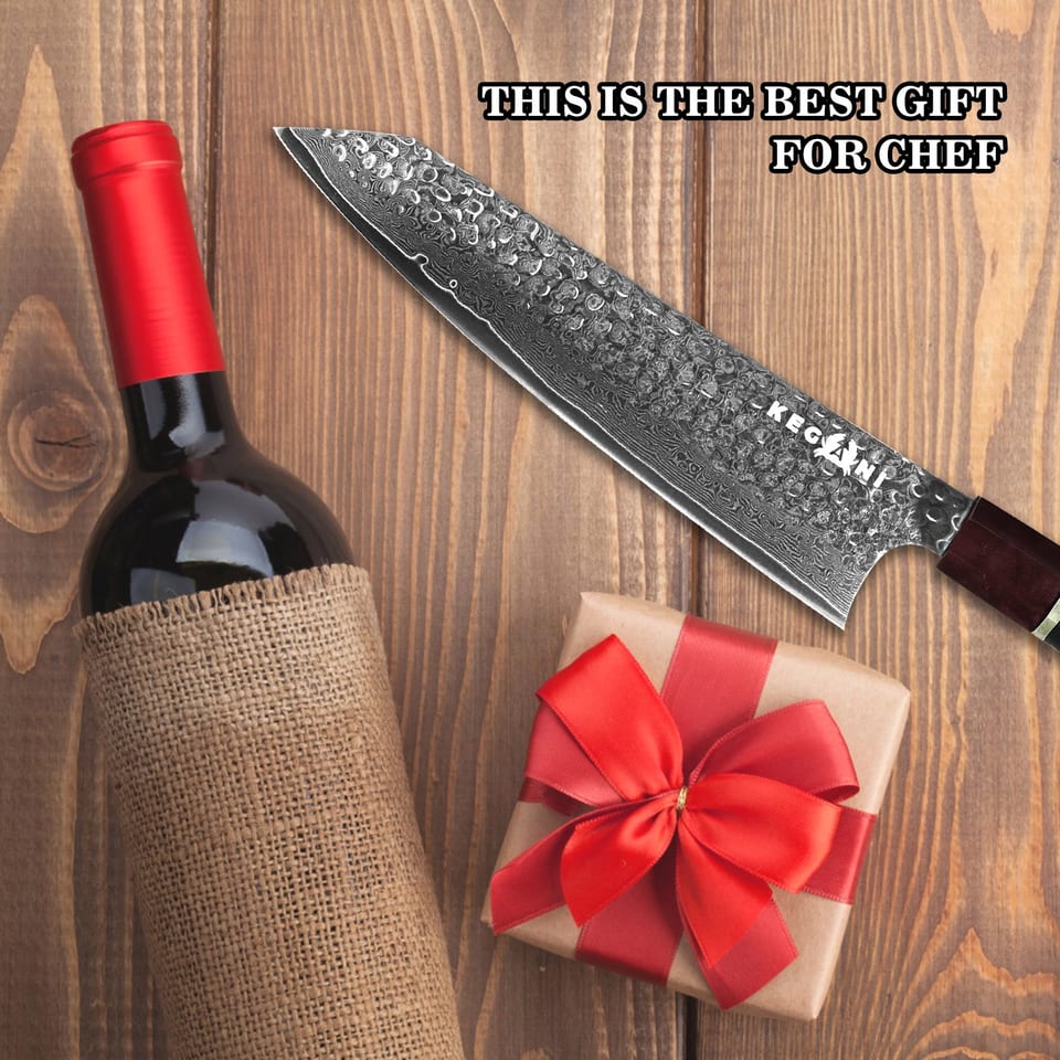 Kegani Kiritsuke Knife - 8 Inch Professional Japanese Chef's Knife 67 Layers, product photo