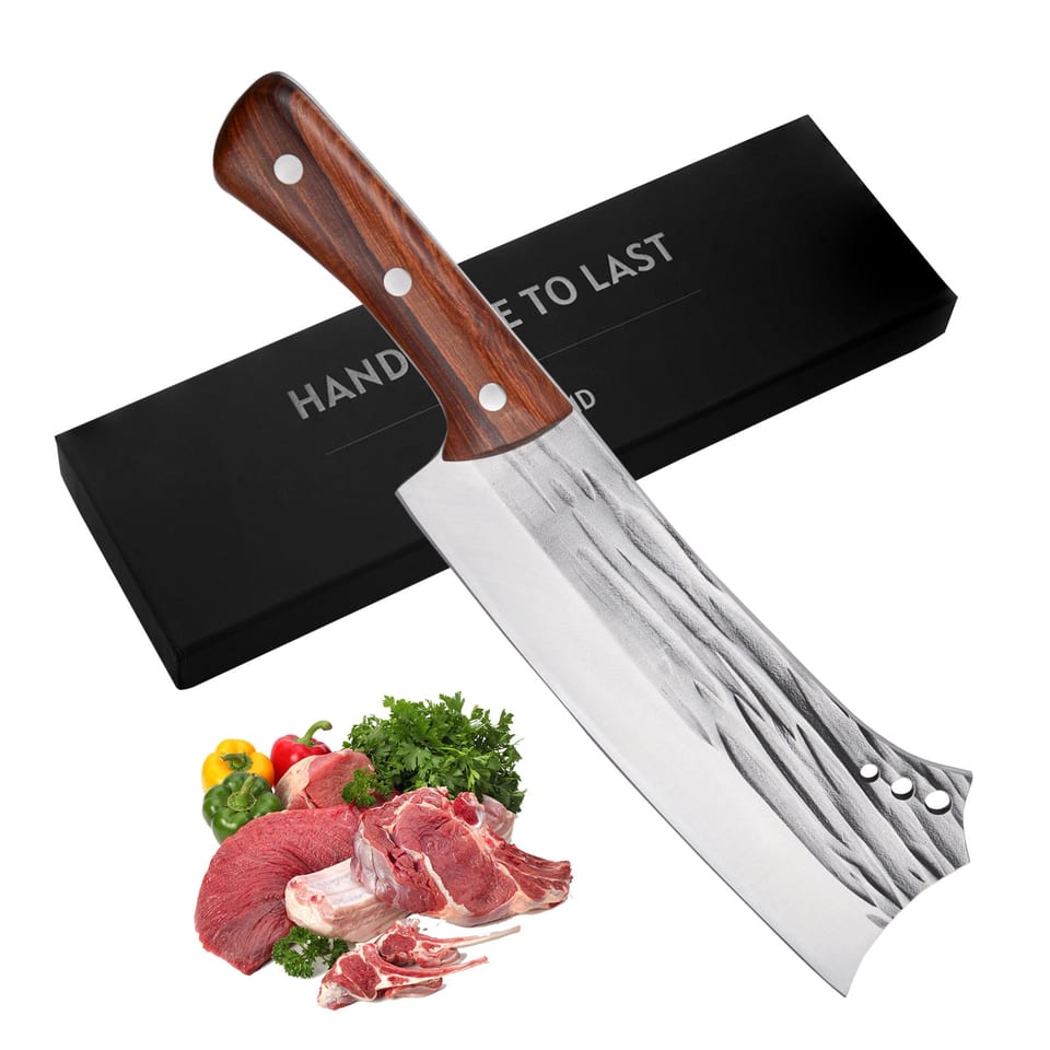 Kegani Meat Cleaver Knife - Heavy Duty Bone Chopper - 1.4 Lbs Butcher Knife, product photo