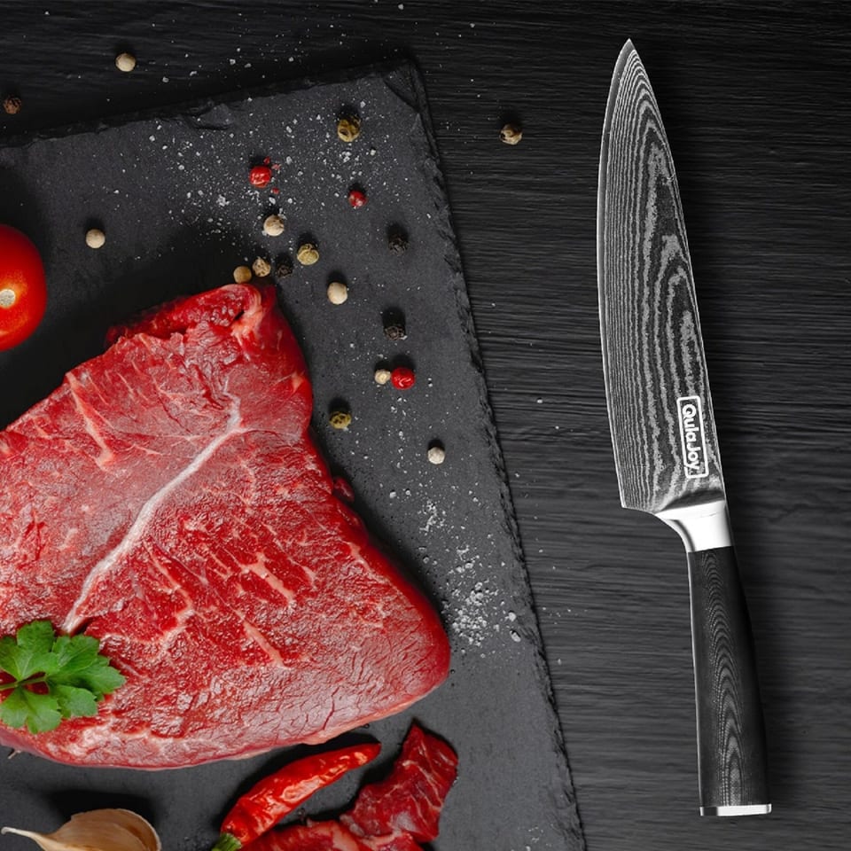 Qulajoy 8 Inch Chef Knife, Ultra Sharp Japanese Damascus VG-10, product photo