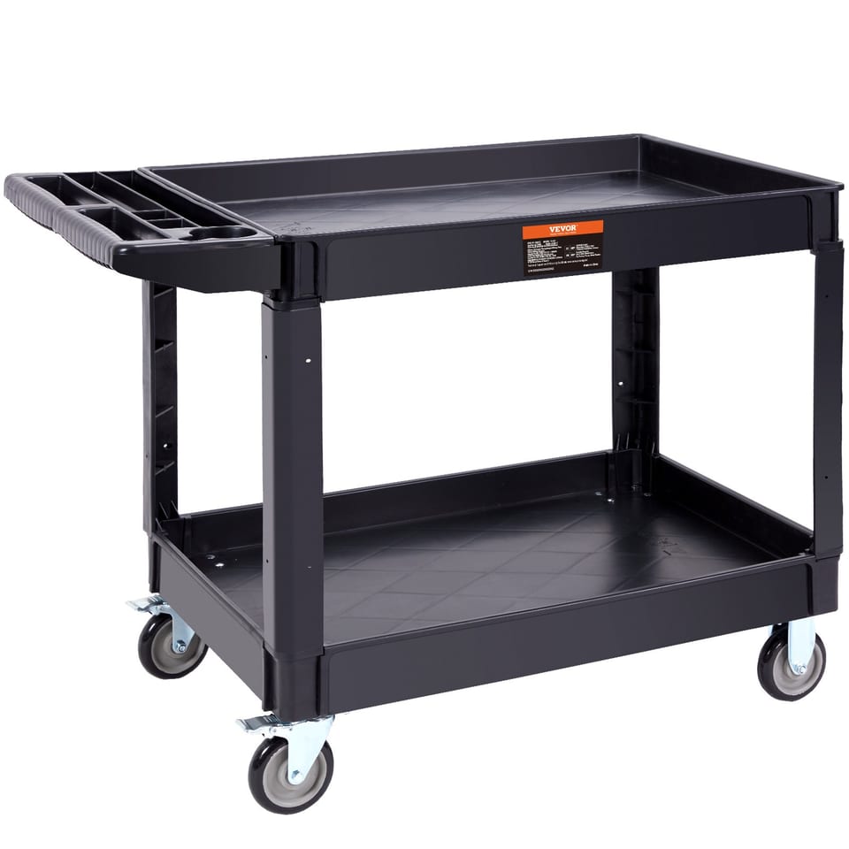 VEVOR Utility Service Cart, 2 Shelf 550LBS Heavy Duty Plastic Rolling Utility, product photo