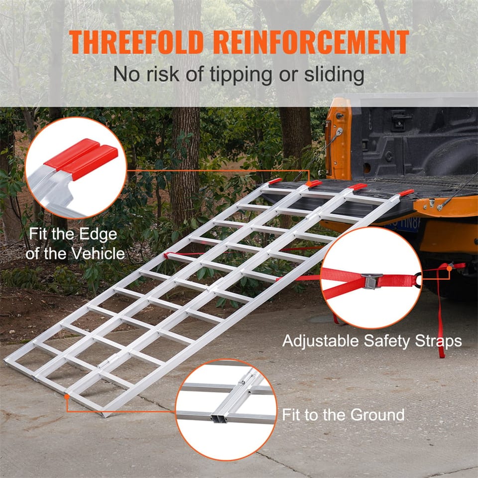 VEVOR Tri-Fold Aluminum Loading Ramp 1500 Lbs 77in X 54in For Tractors ATVs UTVs, product photo