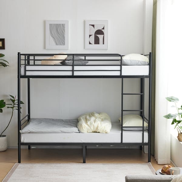 Children's Iron Frame Bed With Ladder On Both Upper And Lower Floors, product photo