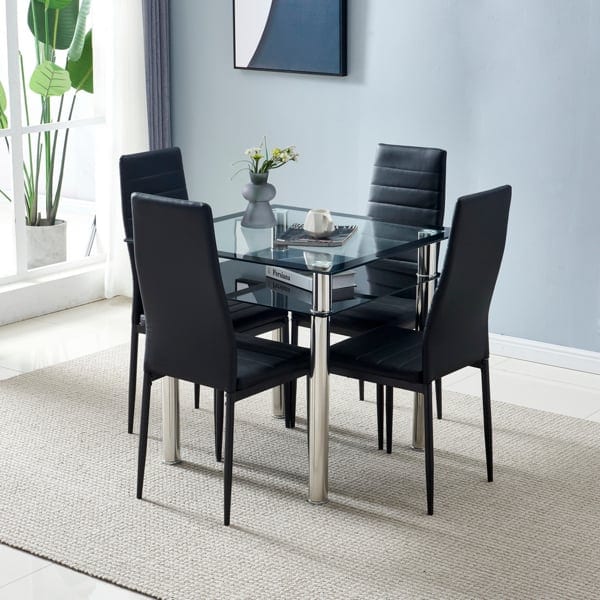 4pcs High Backrest PU Leather Dining Chairs, product photo