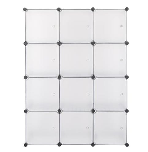 4-layer 12 Grid Plastic Wire Mesh With Door Cube Piece Storage Rack, product photo