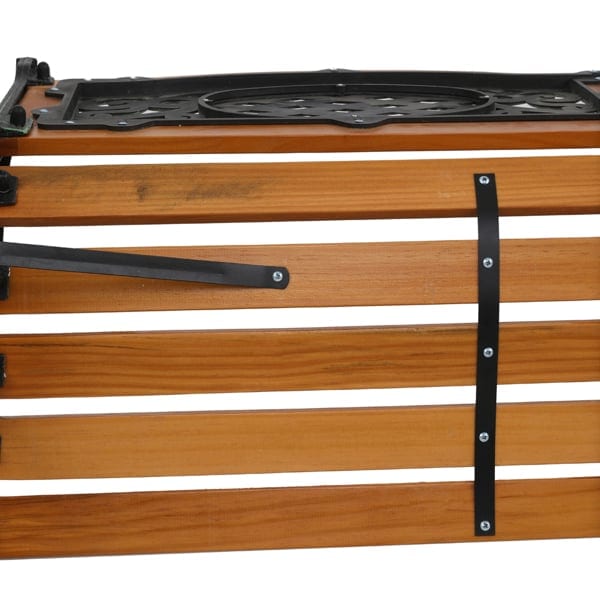 Double Arched Back Iron Wood Bench, product photo