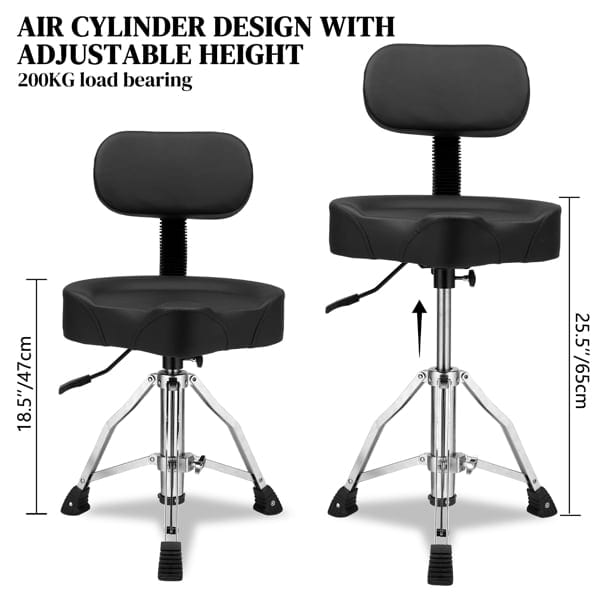 Adjustable Black Drum Stool With Hydraulic Function By Shoulder Strap, product photo