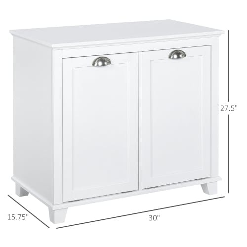 HOMCOM Tilt-Out Laundry Sorter Bathroom Cabinet, White, product photo