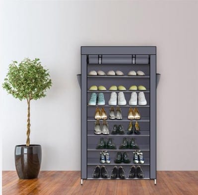 Non Woven Shoe Cabinet With 10 Layers Widened - Gray, product photo