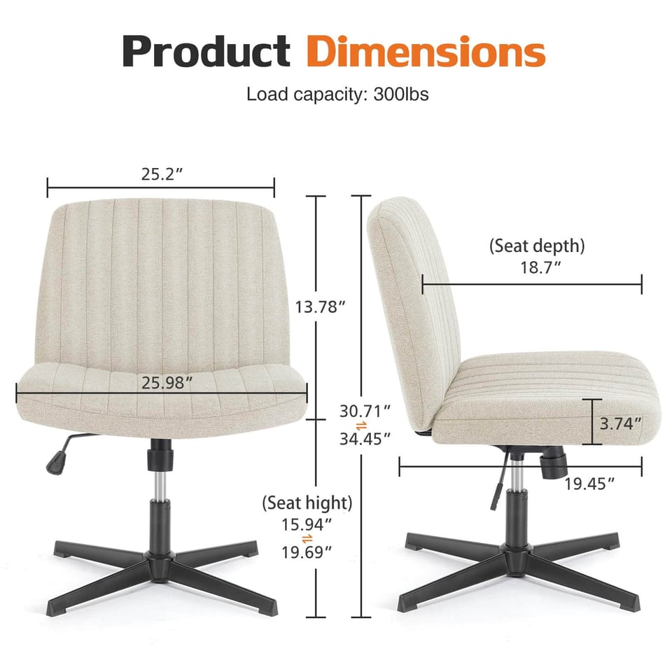 Cross-Legged Chair,No Wheels Armless Swivel Home Office Chair, product photo