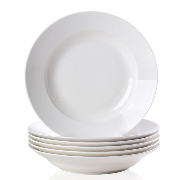 9.5 Inch Pure White Soup Plate, Dinner Plate 6 Pieces, product photo