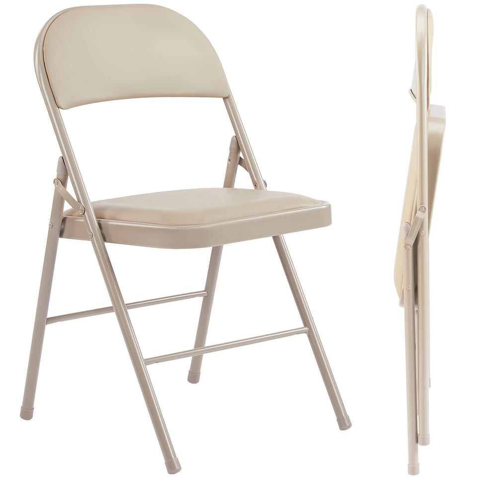 Leather Upholstered Folding Chair, product photo