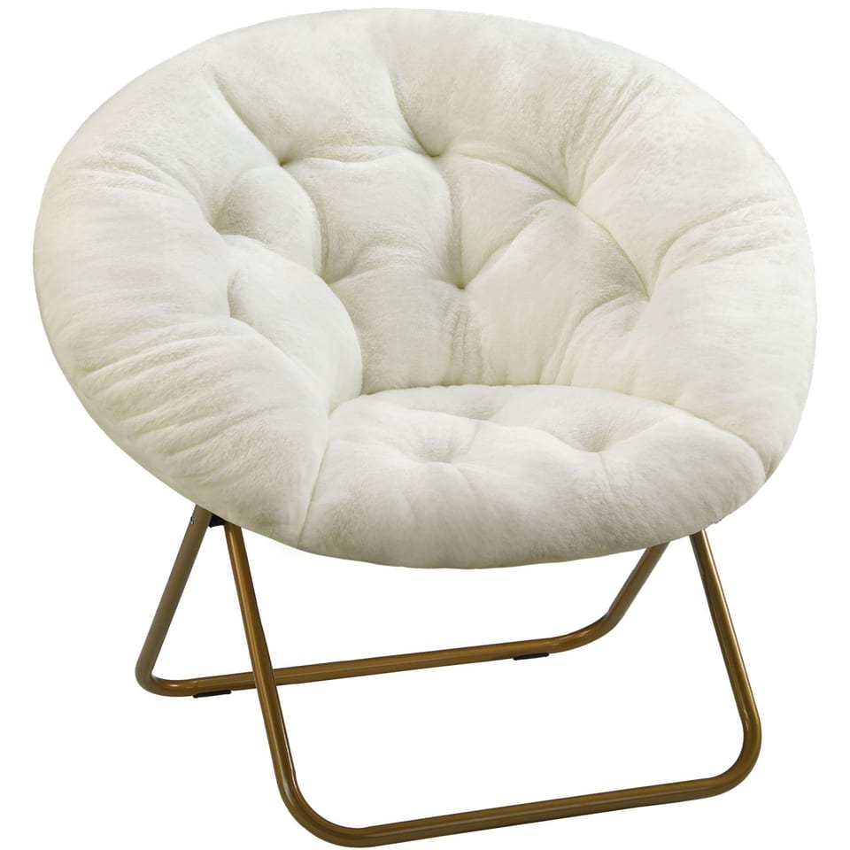 Comfortable Disc Chairs Faux Fur Furniture Bedroom Living Room Size White, product photo