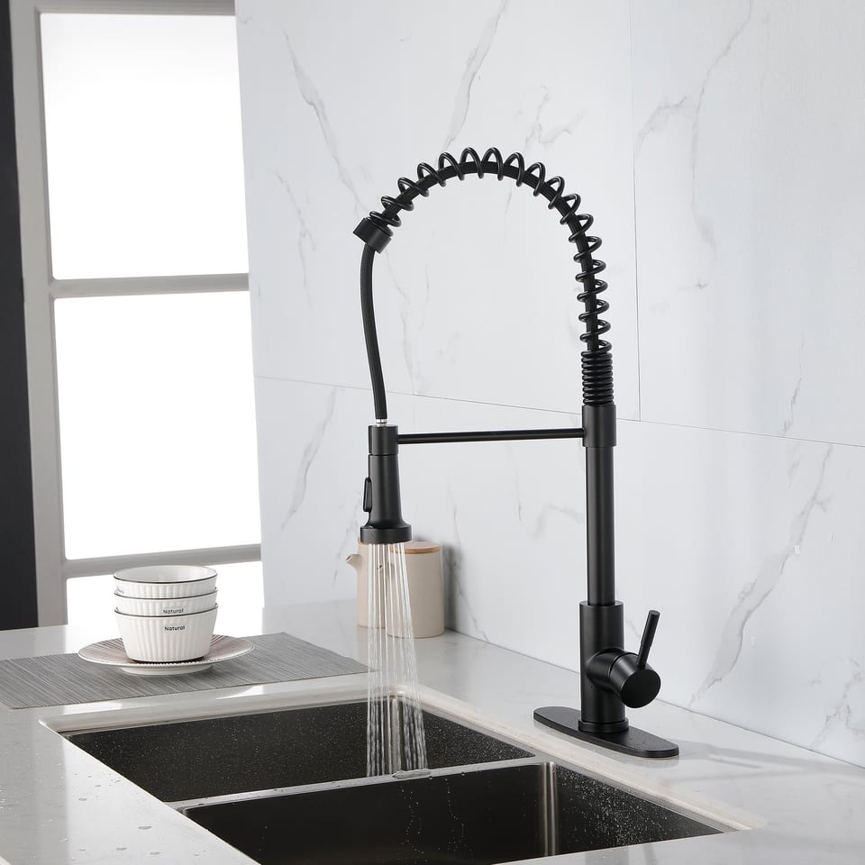 Solid Brass Single Handle Single Rod Downward Spring Kitchen Sink Faucet, product photo