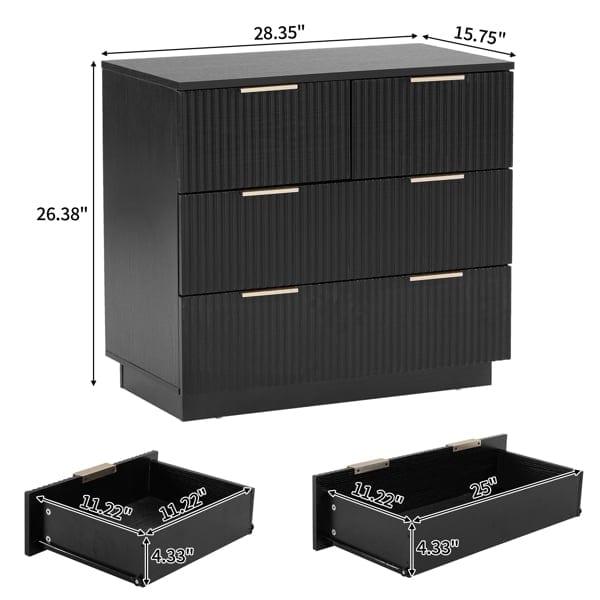 Black P2 Density Board, Wave Pattern Drawer Surface, Three Layers And Four, product photo