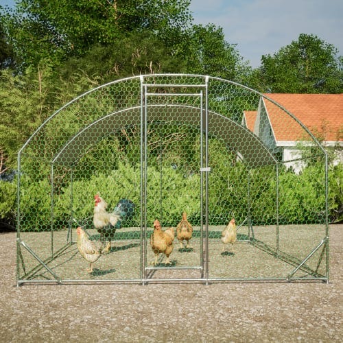 Large Chicken Coop Metal Chicken Run With Waterproof And Anti-UV Cover, Dome, product photo