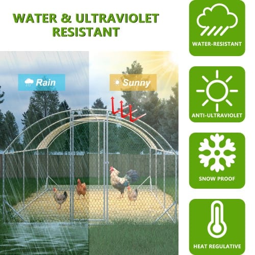 Large Chicken Coop Metal Chicken Run With Waterproof And Anti-UV Cover, Dome, product photo