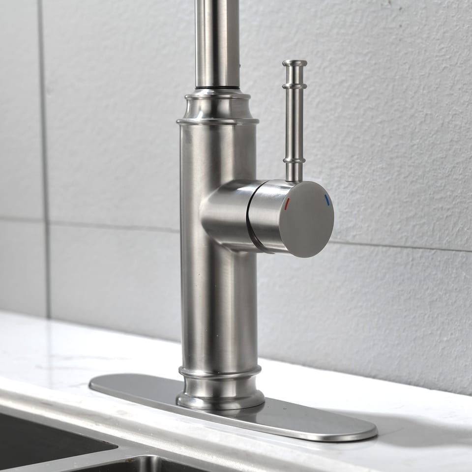 Single Handle High Pull Out Kitchen Faucet, Single-stage Stainless Steel, product photo