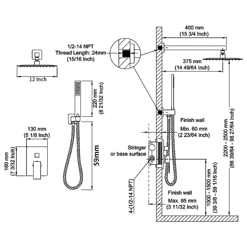 Shower System Shower Faucet Combination Set Wall Mounted, Unable To Ship On, product photo