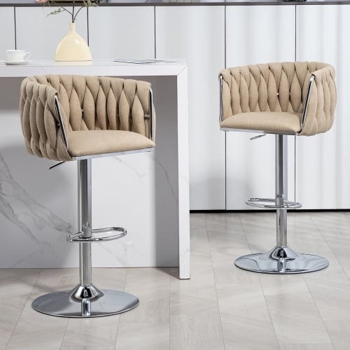 360 Fabric Cover Swivel Bar Stools Set Of 2, Adjustable Counter Height Bar, product photo