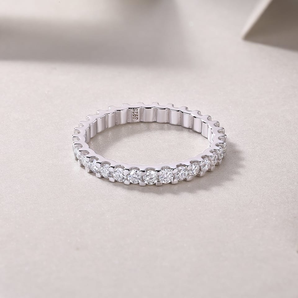 1Wish Diamond Ring Luxury Fashion Set Moissanite Silver Ring Prohibit Tk Sales, product photo