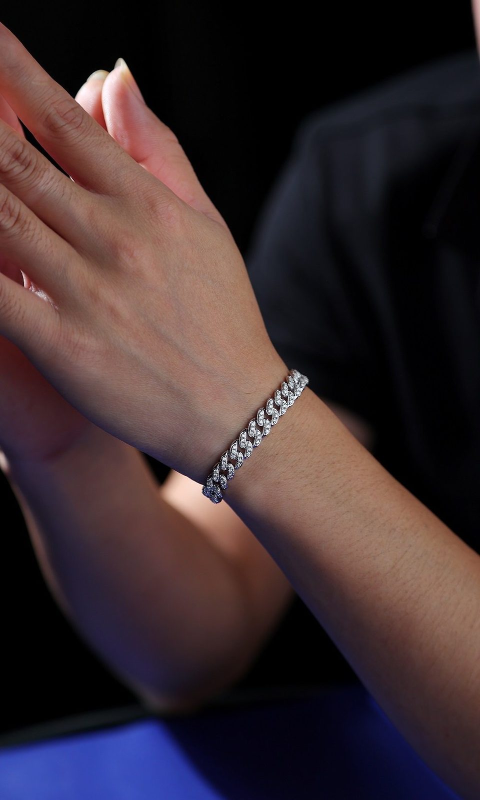 1The Light Of Faith Luxury Fashion Mossan Diamond S925 Silver Bracelet Prohibit, product photo
