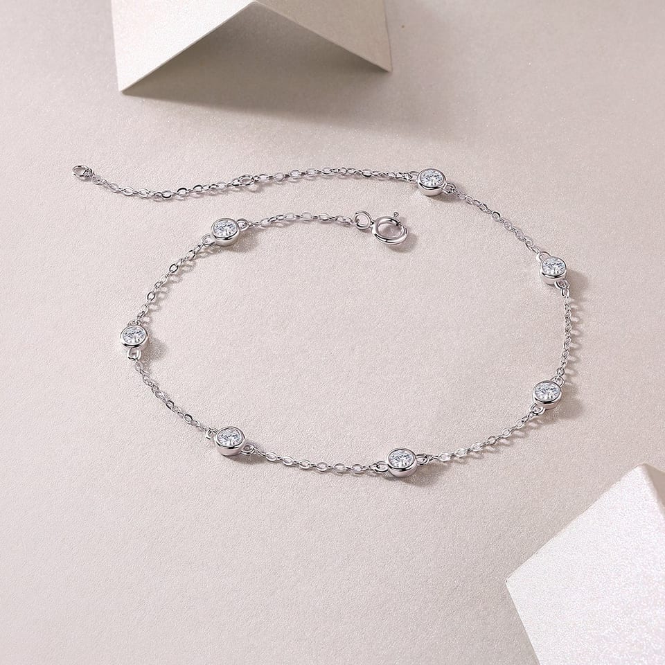1Smart Bubble Luxury Fashion Mossan Diamond S925 Silver Bracelet Comparable To, product photo