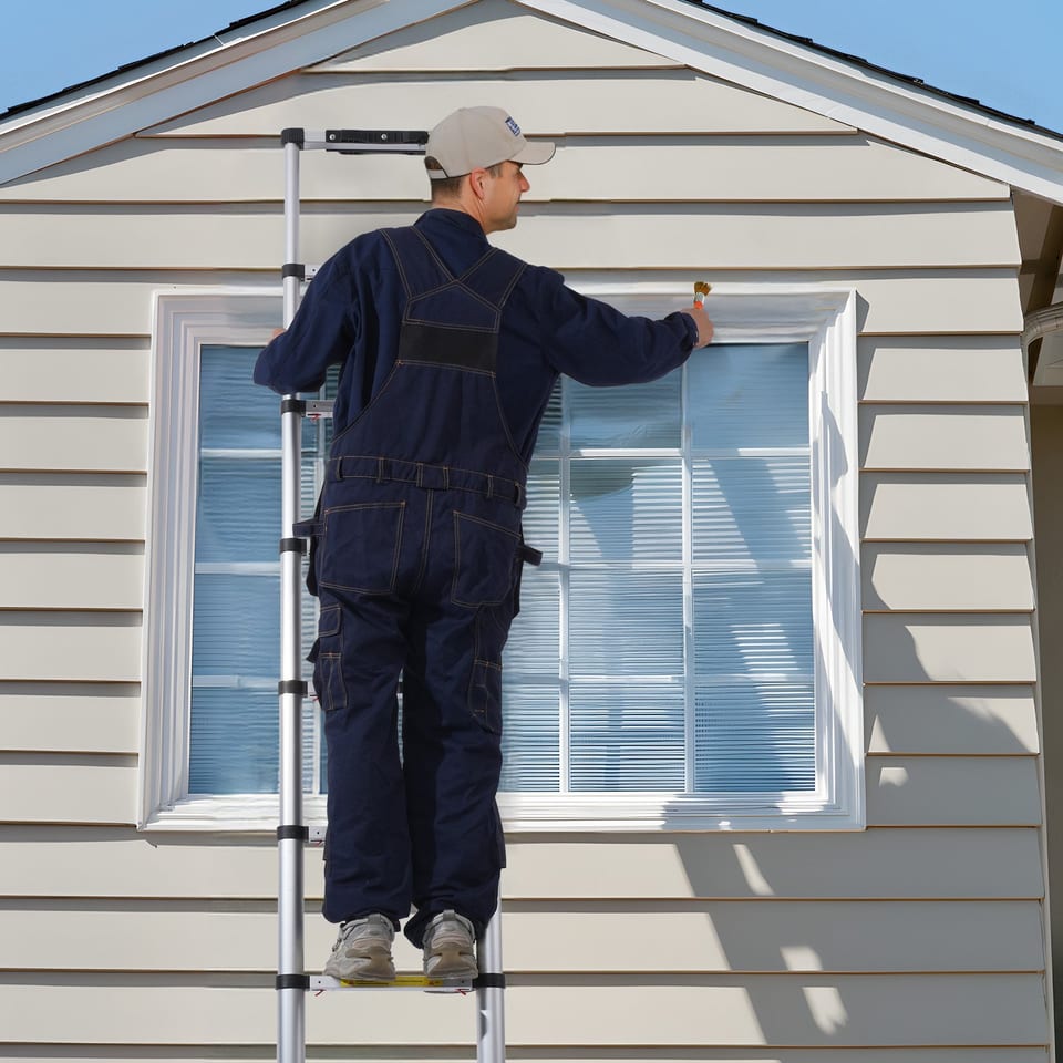 VEVOR Telescoping Extension Ladder 8.5FT One-button Retraction 375 LBS Capacity, product photo