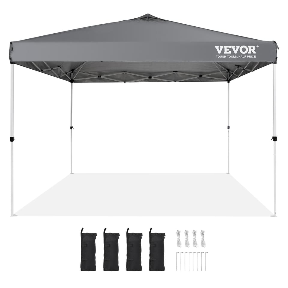 VEVOR Pop Up Canopy Tent, 10 X 10 Ft, 250 D PU Silver Coated Tarp, With, product photo