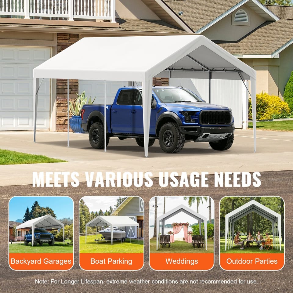 VEVOR Carport Replacement Canopy Cover 10 X 20 Ft, Garage Top Tent Shelter Tarp, product photo
