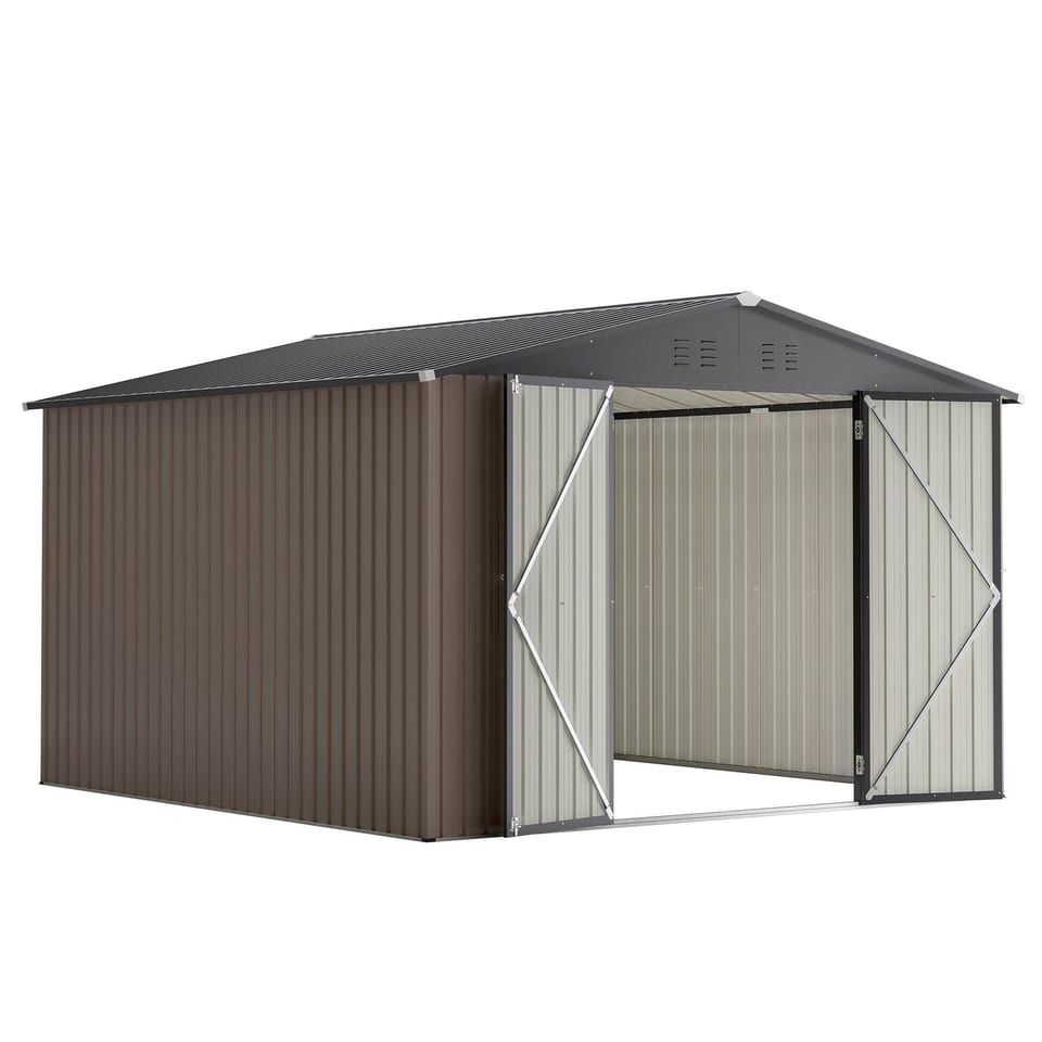 10 X 10 Ft Metal Storage Shed For Ourdoor, Steel Yard Shed With Design Of, product photo