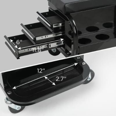 Rolling Creeper Garage Shop Seat With Three Built-in Drawers, Rolling Tool, product photo