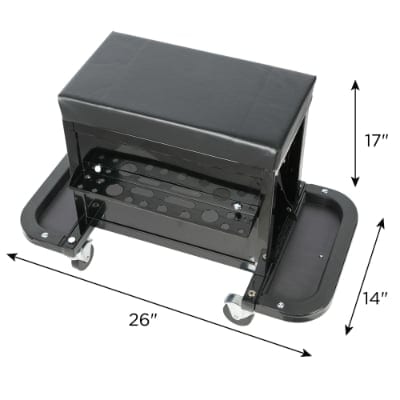 3-Drawer Tool Chest Rolling Mechanic Seat With Tool Trays,350lbs Max Weight, product photo