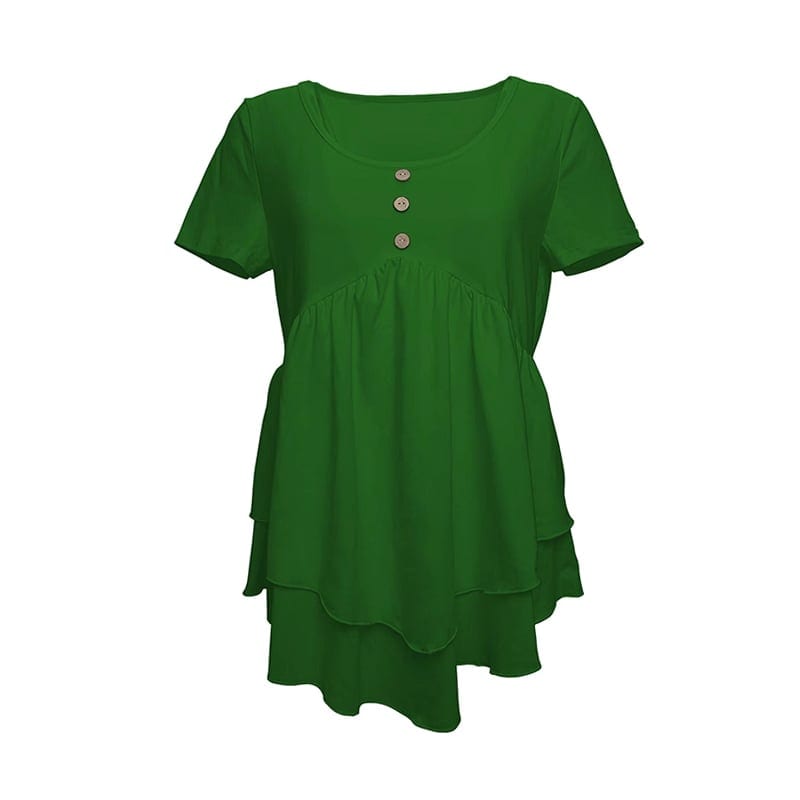 Women's Solid Color Button Front Tunic Top Casual Loose Fit Crew Neck Summer, product photo