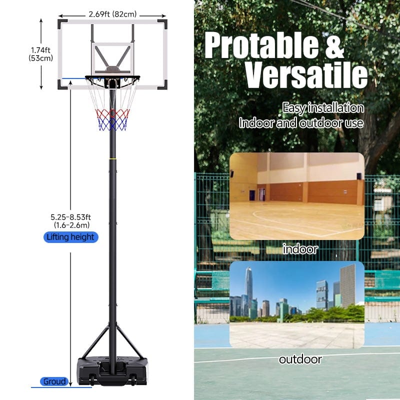 TotheCORE Basketball Stand 5.25-8.53 Ft Adjustable Portable Basketball Hoop &, product photo