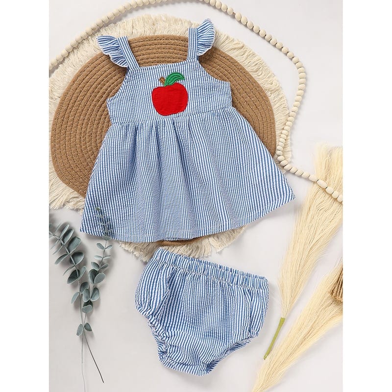 Kids Baby Girl Back To School Outfit, First Day Of School, Summer Ruffle, product photo
