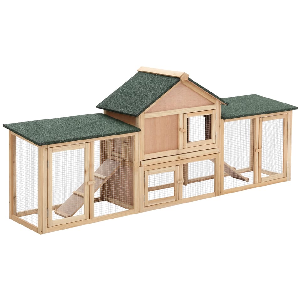 83 Wooden Rabbit Hutch Large Bunny House Double Run Removable Tray Waterproof, product photo