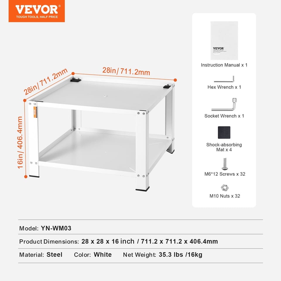 Laundry Pedestal With Storage Shelf, Washer And Dryer Base Stand Platform, product photo