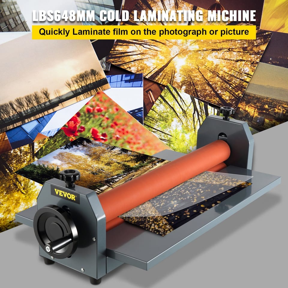 25 Inch Manual Cold Roll Laminator Thickness Foldable Roll Laminating Machine, product photo