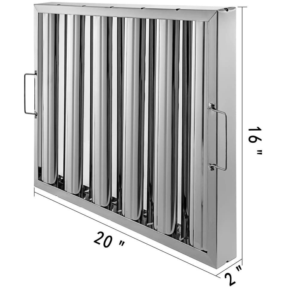 Pack Of 6 Hood Filters 19.5W X 15.5H Inch, 430 Stainless Steel 5 Grooves, product photo