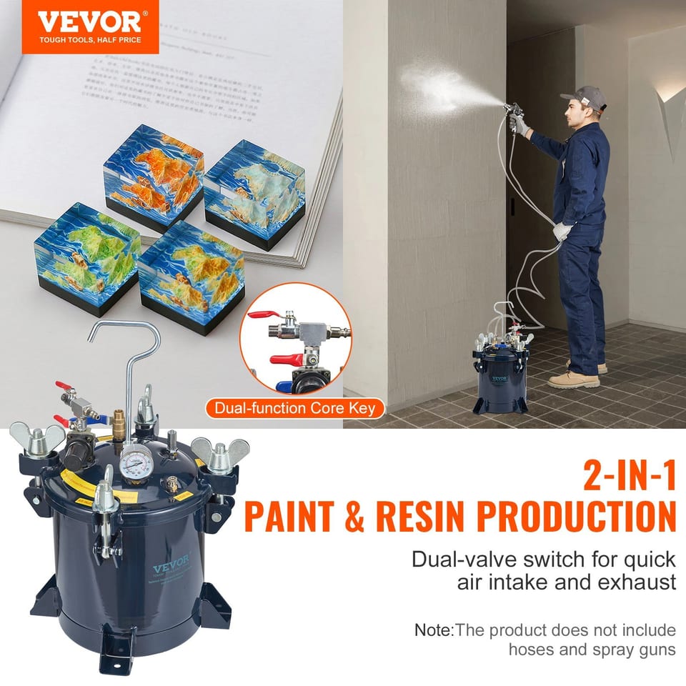 Spray Paint Pressure Pot Tank, 70PSI Max Air Paint Pressure Pot, Metal Rack And, product photo