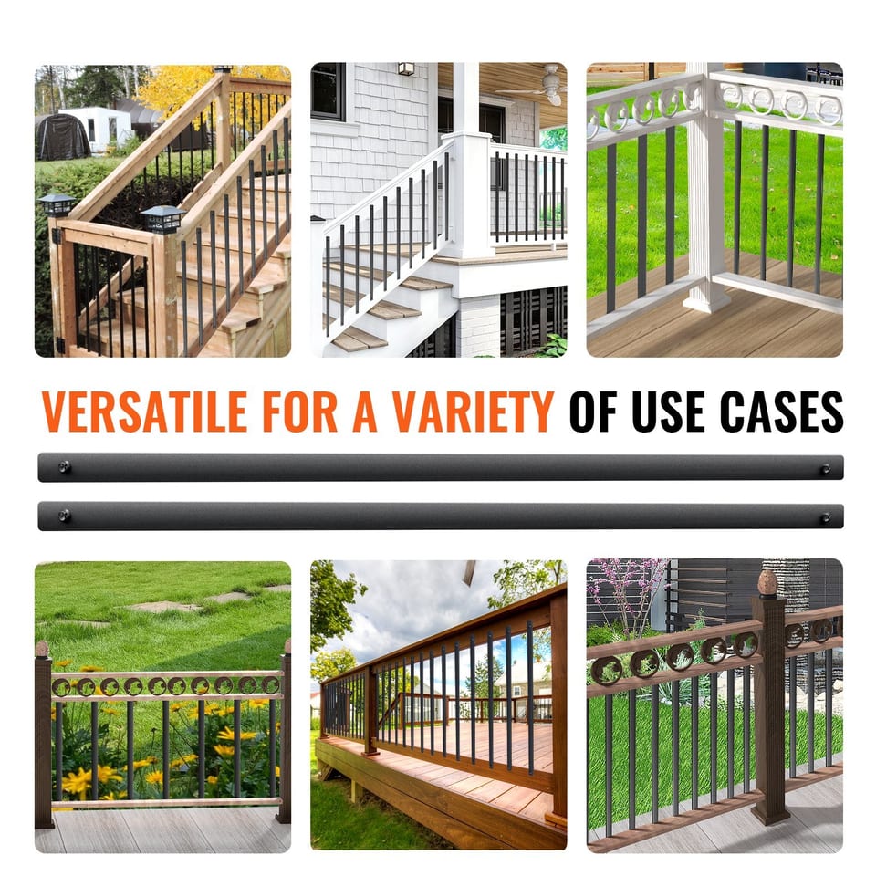 Staircase Metal Balusters, 38'' X 1'' Flat Aluminum Alloy Decorative Banister, product photo