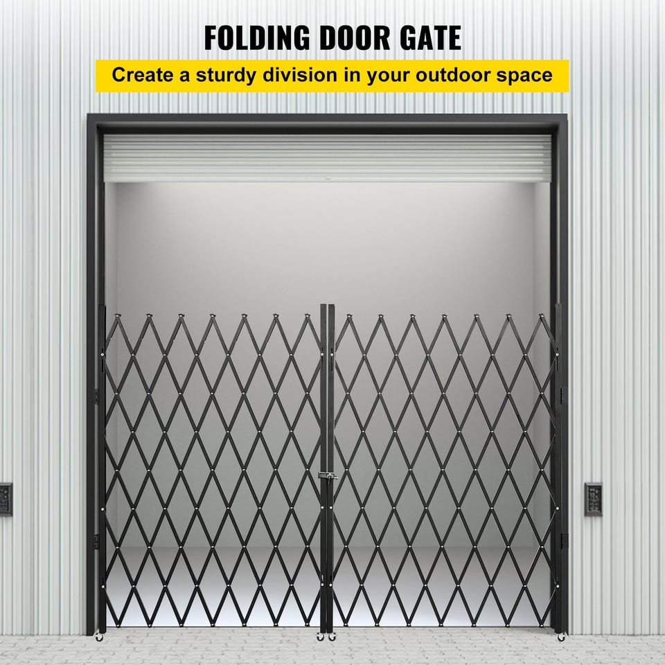 Double Folding Security Gate, 5.1 H X 10.2 W Folding Door Gate, Steel Accordion, product photo
