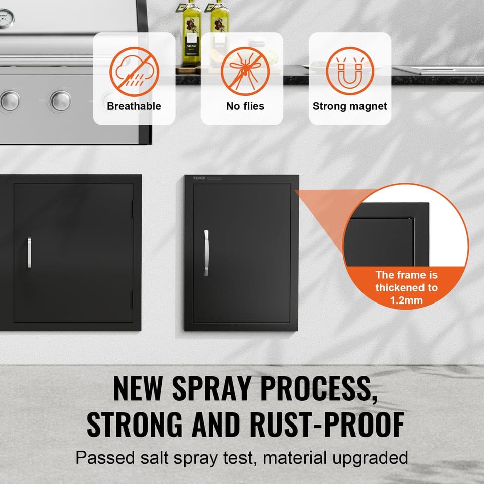 BBQ Access Door, 16W X 22H Inch Single Outdoor Kitchen Door, Cold Plate Flush, product photo