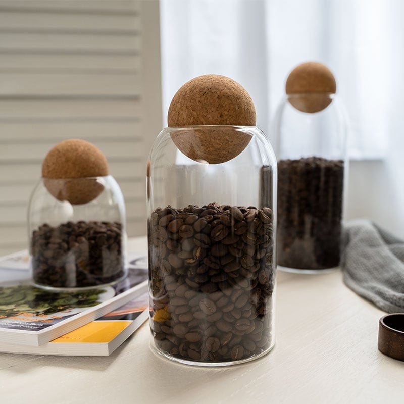1 SET Storage Ball Jar, Glass Tea Jar, Minimalist Cork Jar, Sealed Candy Jar, product photo